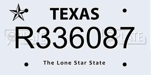 R336087 Texas License Plate