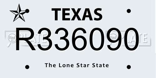 R336090 Texas License Plate