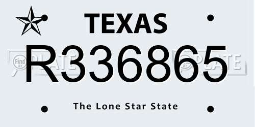 R336865 Texas License Plate
