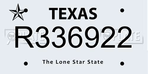 R336922 Texas License Plate