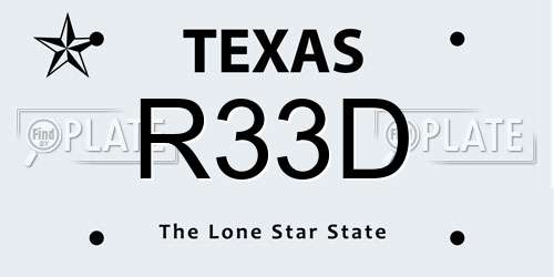 R33D Texas License Plate