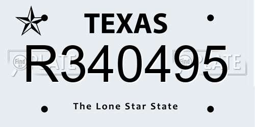 R340495 Texas License Plate