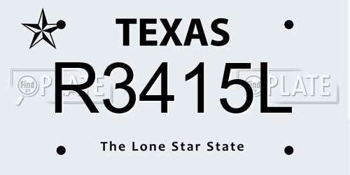 R3415L Texas License Plate