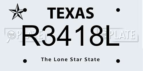 R3418L Texas License Plate
