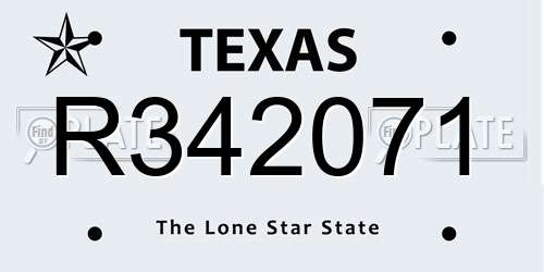 R342071 Texas License Plate