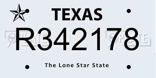 R342178 Texas License Plate