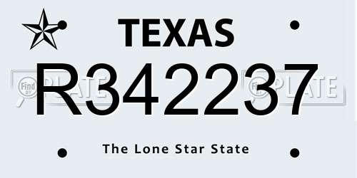R342237 Texas License Plate