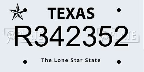 R342352 Texas License Plate