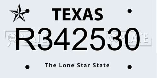 R342530 Texas License Plate