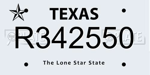 R342550 Texas License Plate