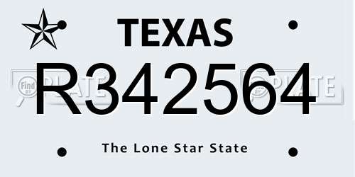 R342564 Texas License Plate