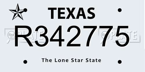 R342775 Texas License Plate