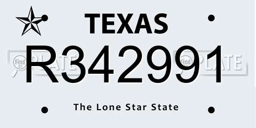 R342991 Texas License Plate