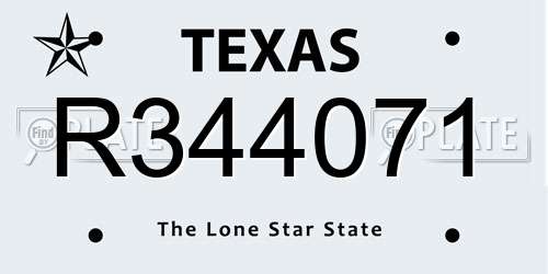 R344071 Texas License Plate