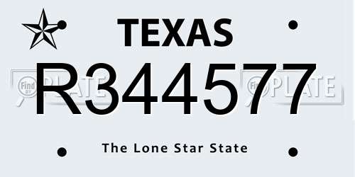 R344577 Texas License Plate