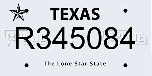 R345084 Texas License Plate