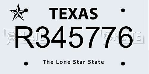 R345776 Texas License Plate