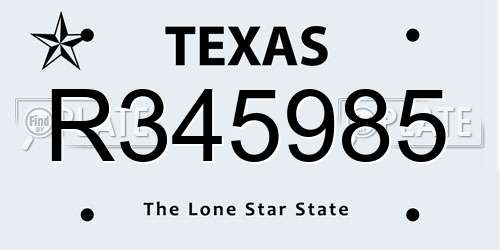 R345985 Texas License Plate