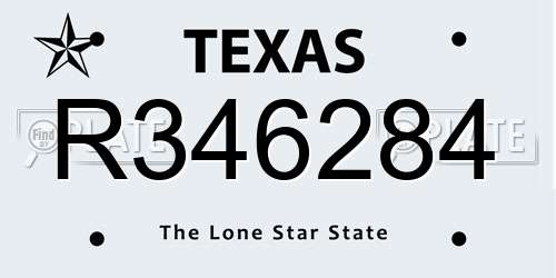 R346284 Texas License Plate