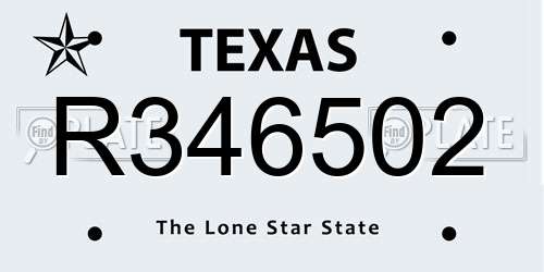 R346502 Texas License Plate