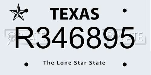 R346895 Texas License Plate