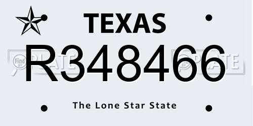 R348466 Texas License Plate