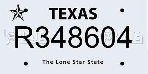 R348604 Texas License Plate