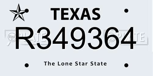 R349364 Texas License Plate