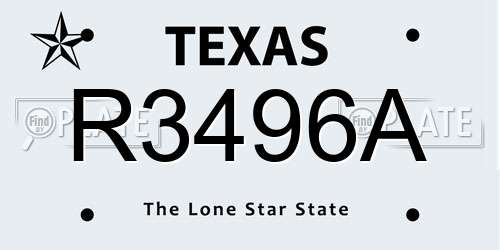 R3496A Texas License Plate