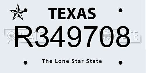R349708 Texas License Plate