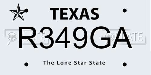 R349GA Texas License Plate