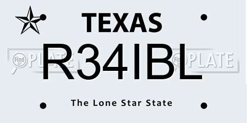 R34IBL Texas License Plate