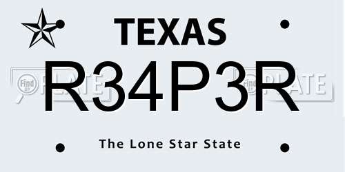 R34P3R Texas License Plate