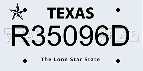 R35096D Texas License Plate