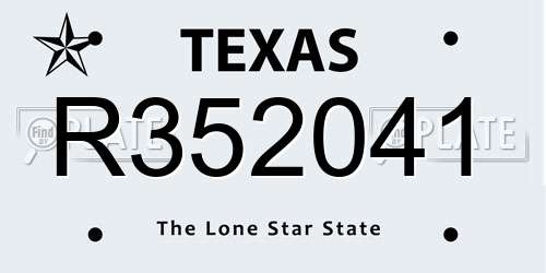 R352041 Texas License Plate