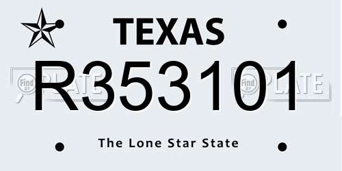 R353101 Texas License Plate