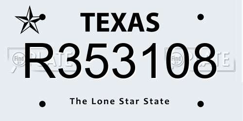 R353108 Texas License Plate