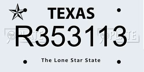 R353113 Texas License Plate