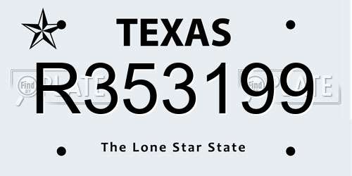 R353199 Texas License Plate