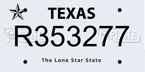 R353277 Texas License Plate