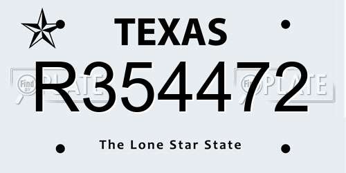 R354472 Texas License Plate