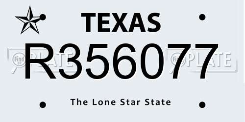 R356077 Texas License Plate