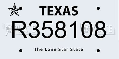 R358108 Texas License Plate