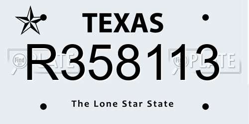 R358113 Texas License Plate