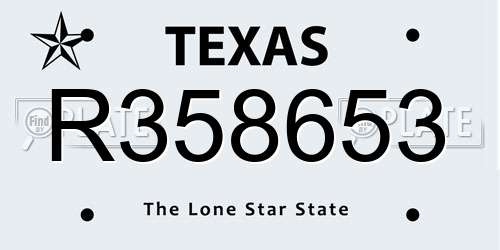 R358653 Texas License Plate