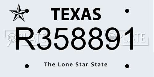 R358891 Texas License Plate