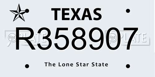 R358907 Texas License Plate