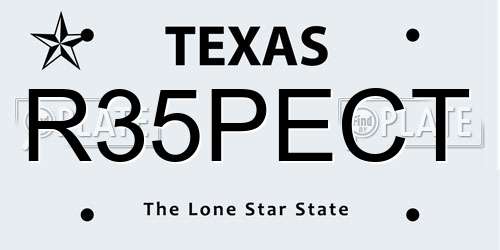 R35PECT Texas License Plate