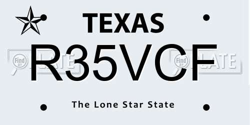 R35VCF Texas License Plate