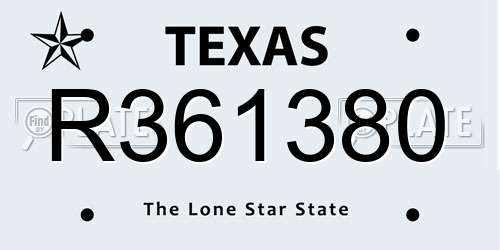 R361380 Texas License Plate